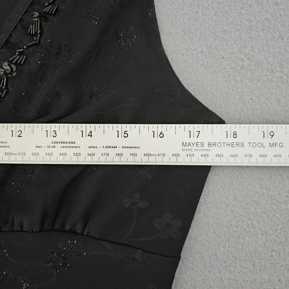 Y2K Breakin' Loose Babydoll Dress Black Size 13/14 Beaded Floral Mesh Whimsigoth - Picture 12 of 13